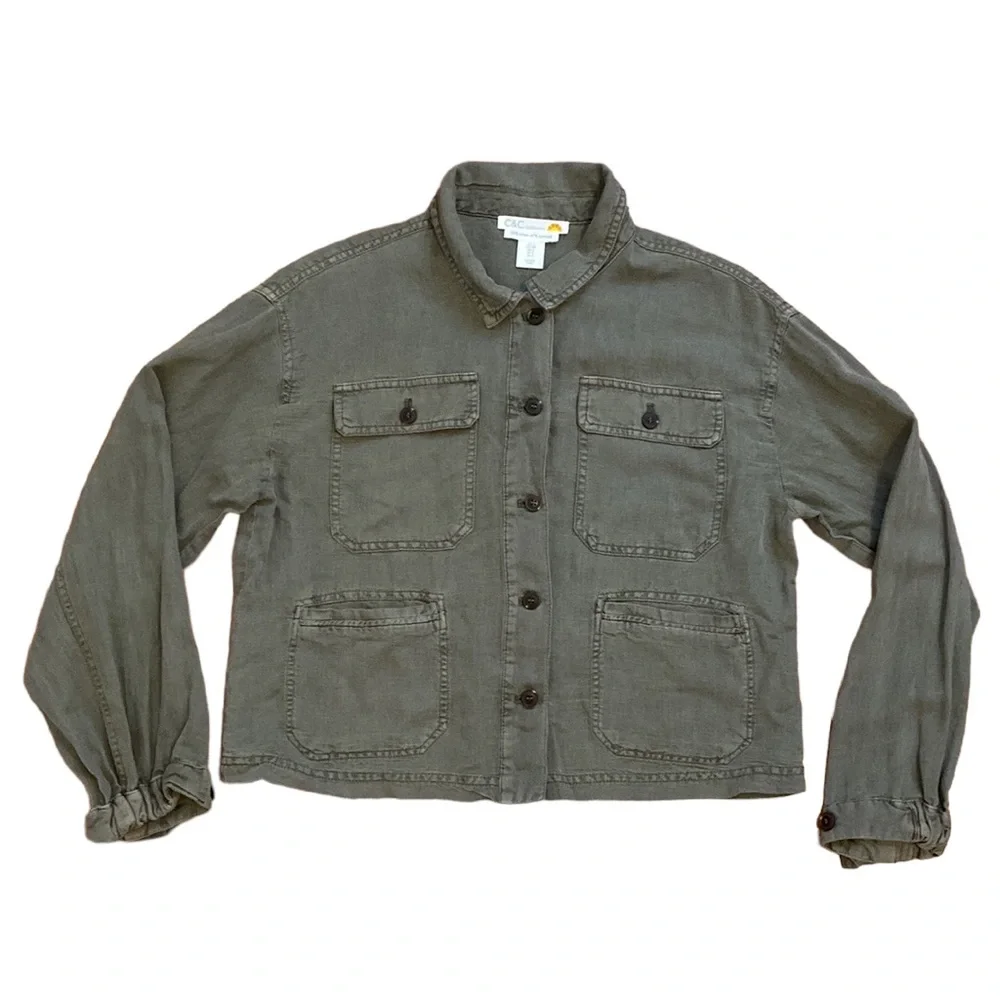 C&C California Linen Blend Utility Jacket - Picture 2 of 13
